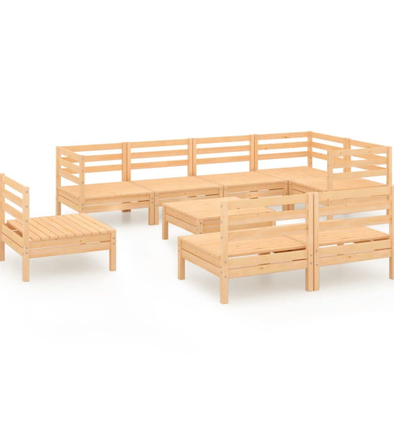 9-tlg. Garten-Lounge-Set Massivholz Kiefer