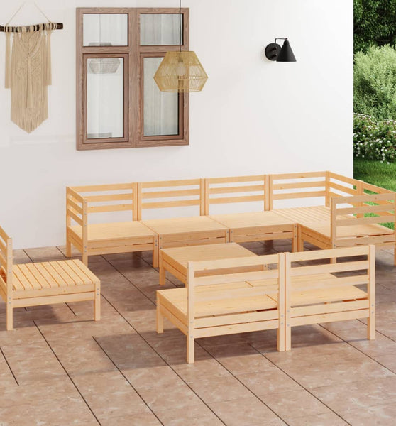9-tlg. Garten-Lounge-Set Massivholz Kiefer