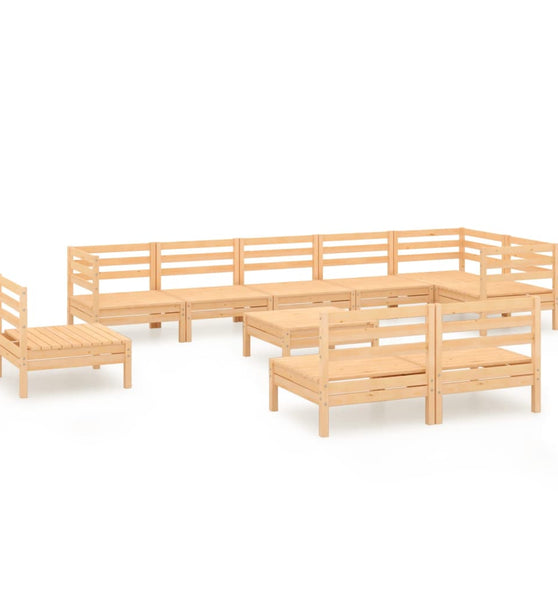 10-tlg. Garten-Lounge-Set Massivholz Kiefer