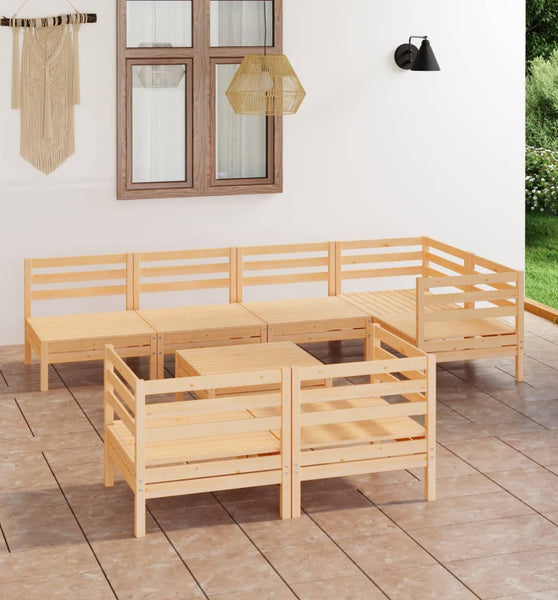 8-tlg. Garten-Lounge-Set Massivholz Kiefer