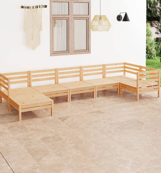 7-tlg. Garten-Lounge-Set Massivholz Kiefer