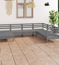 7-tlg. Garten-Lounge-Set Kiefer Massivholz Grau