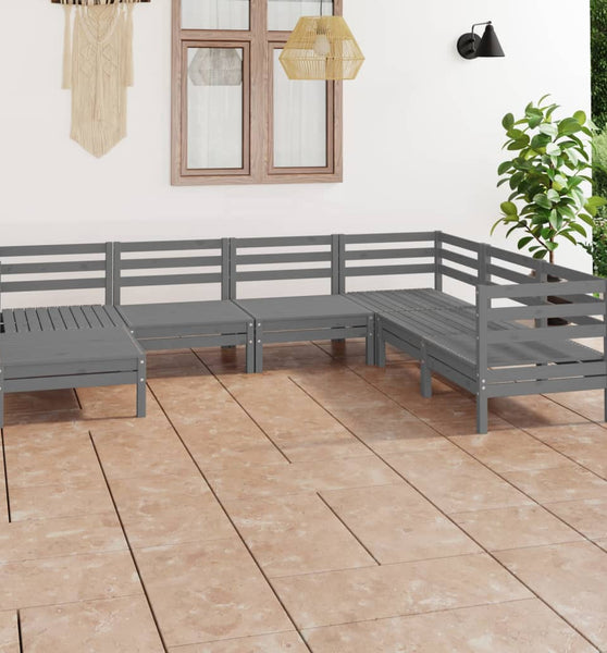 7-tlg. Garten-Lounge-Set Kiefer Massivholz Grau