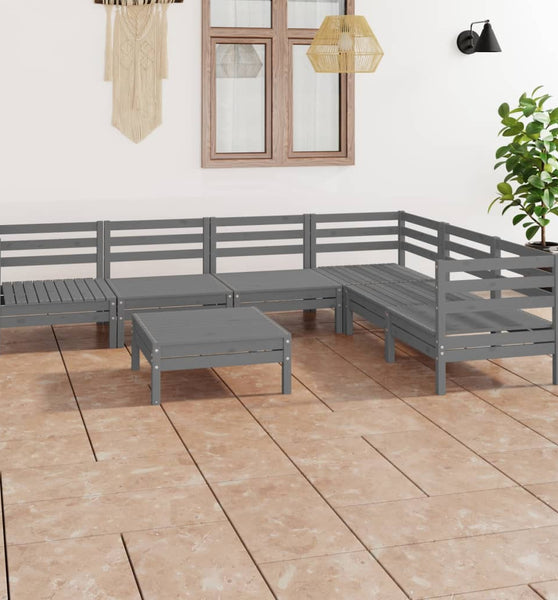 7-tlg. Garten-Lounge-Set Massivholz Kiefer Grau