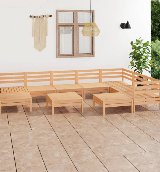 10-tlg. Garten-Lounge-Set Massivholz Kiefer