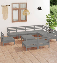 10-tlg. Garten-Lounge-Set Massivholz Kiefer Grau