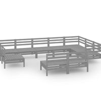 10-tlg. Garten-Lounge-Set Massivholz Kiefer Grau