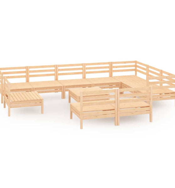 11-tlg. Garten-Lounge-Set Massivholz Kiefer