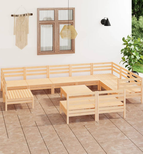 11-tlg. Garten-Lounge-Set Massivholz Kiefer