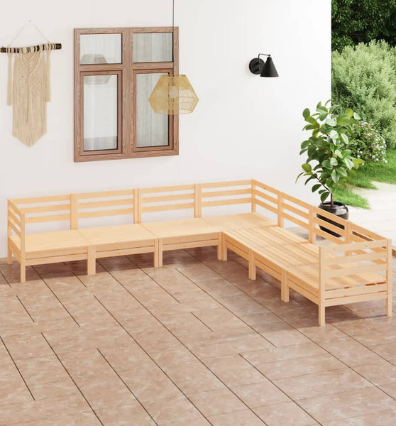 7-tlg. Garten-Lounge-Set Massivholz Kiefer