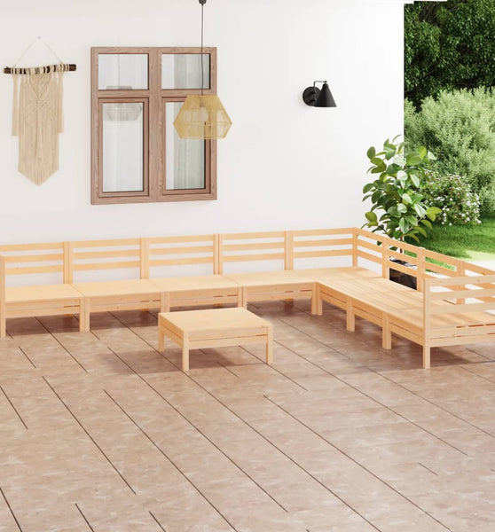 9-tlg. Garten-Lounge-Set Massivholz Kiefer