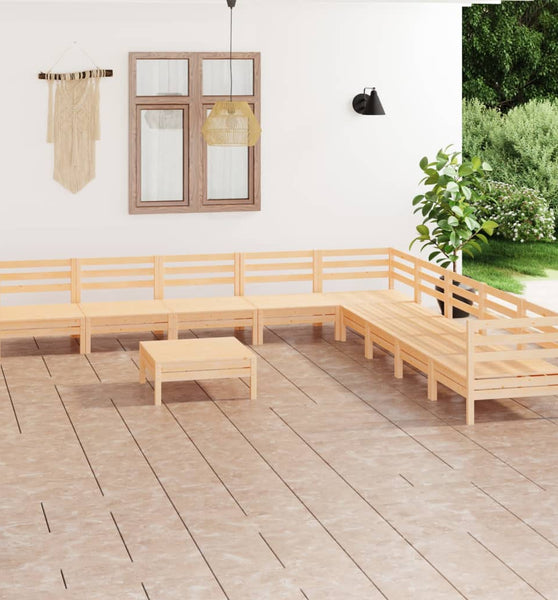 10-tlg. Garten-Lounge-Set Massivholz Kiefer