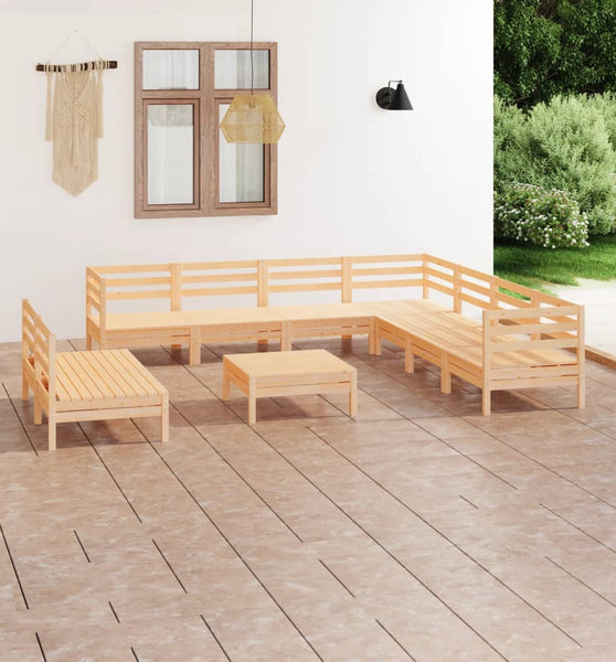 10-tlg. Garten-Lounge-Set Massivholz Kiefer