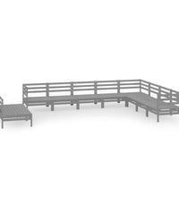 10-tlg. Garten-Lounge-Set Massivholz Kiefer Grau