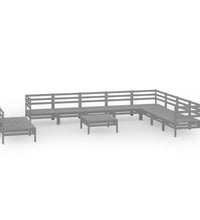 11-tlg. Garten-Lounge-Set Massivholz Kiefer Grau