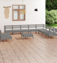 11-tlg. Garten-Lounge-Set Massivholz Kiefer Grau