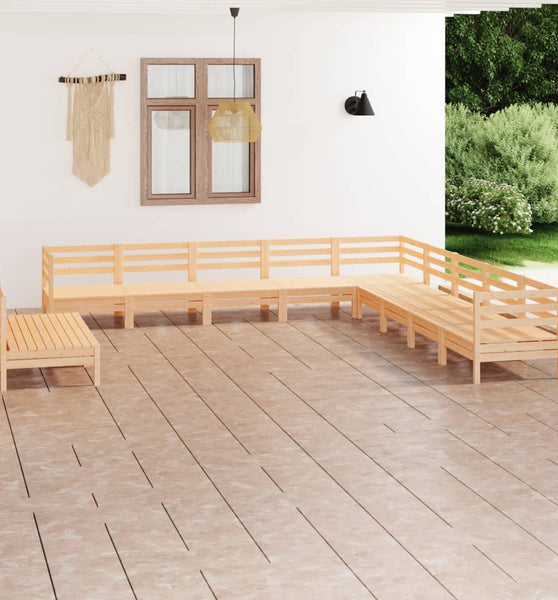 11-tlg. Garten-Lounge-Set Massivholz Kiefer