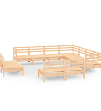 11-tlg. Garten-Lounge-Set Massivholz Kiefer