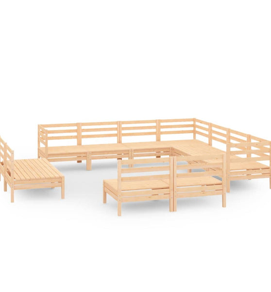 11-tlg. Garten-Lounge-Set Massivholz Kiefer