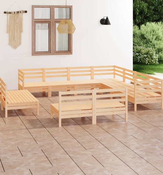11-tlg. Garten-Lounge-Set Massivholz Kiefer