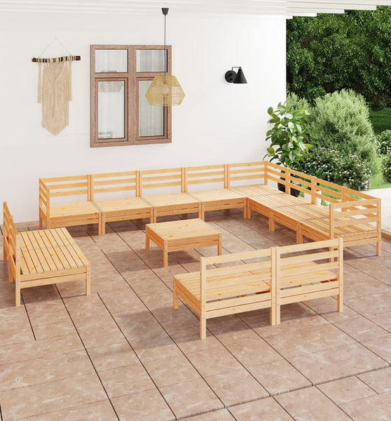13-tlg. Garten-Lounge-Set Massivholz Kiefer