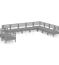 10-tlg. Garten-Lounge-Set Massivholz Kiefer Grau