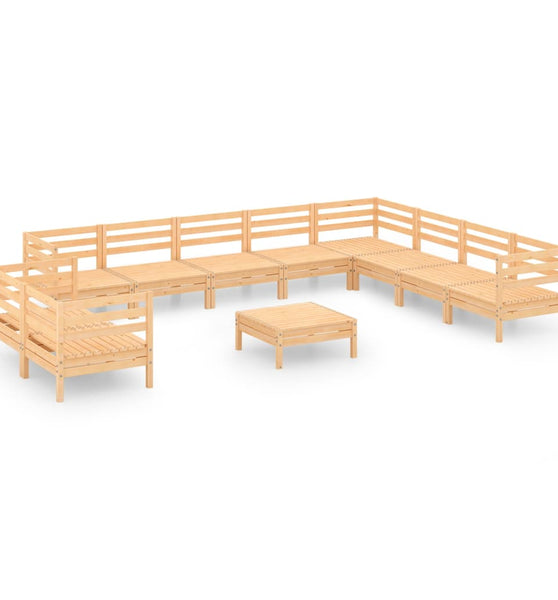 11-tlg. Garten-Lounge-Set Massivholz Kiefer