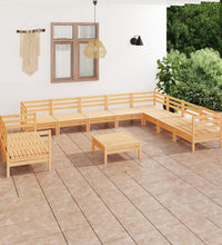 11-tlg. Garten-Lounge-Set Massivholz Kiefer