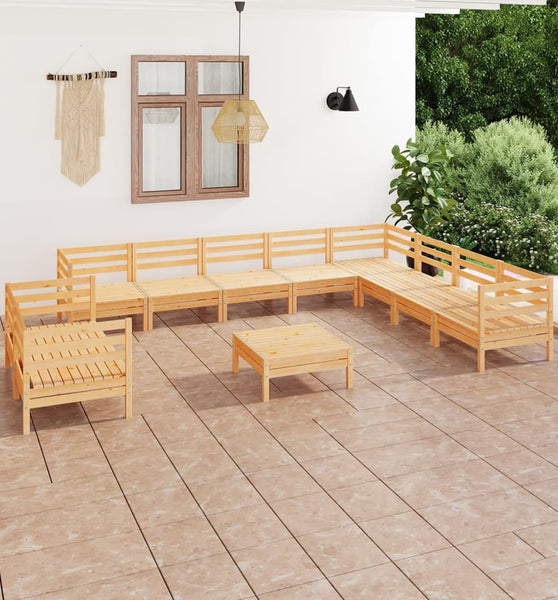 11-tlg. Garten-Lounge-Set Massivholz Kiefer
