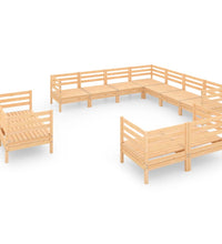 11-tlg. Garten-Lounge-Set Massivholz Kiefer
