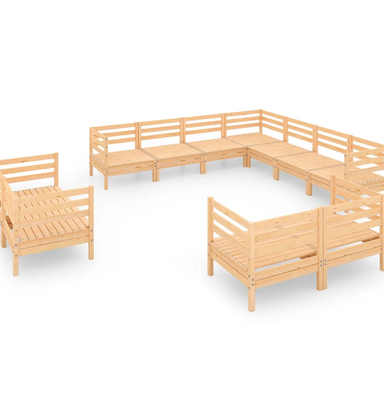 11-tlg. Garten-Lounge-Set Massivholz Kiefer
