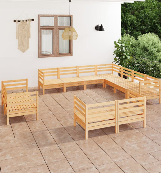 11-tlg. Garten-Lounge-Set Massivholz Kiefer
