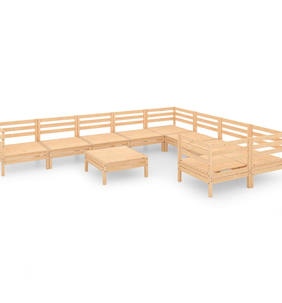 10-tlg. Garten-Lounge-Set Massivholz Kiefer