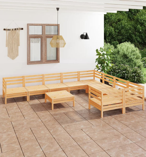 10-tlg. Garten-Lounge-Set Massivholz Kiefer