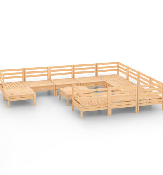 12-tlg. Garten-Lounge-Set Massivholz Kiefer