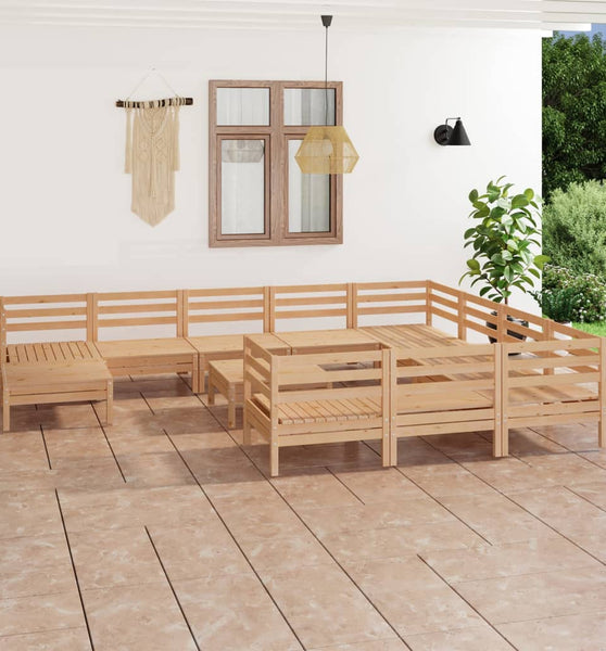 12-tlg. Garten-Lounge-Set Massivholz Kiefer