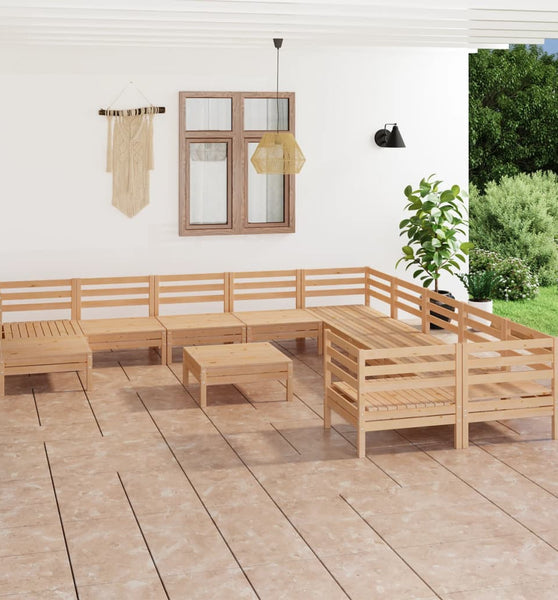 12-tlg. Garten-Lounge-Set Massivholz Kiefer