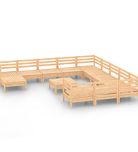 13-tlg. Garten-Lounge-Set Massivholz Kiefer