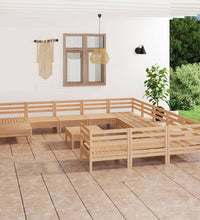 13-tlg. Garten-Lounge-Set Massivholz Kiefer