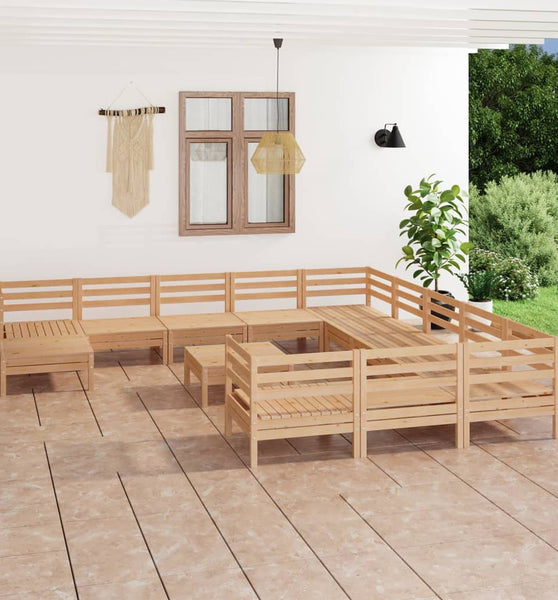 13-tlg. Garten-Lounge-Set Massivholz Kiefer