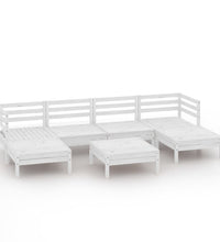 7-tlg. Garten-Lounge-Set Weiß Massivholz Kiefer