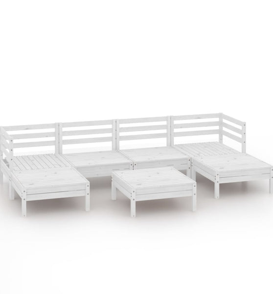 7-tlg. Garten-Lounge-Set Weiß Massivholz Kiefer