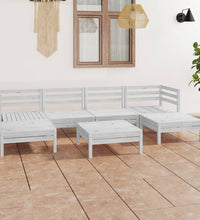 7-tlg. Garten-Lounge-Set Weiß Massivholz Kiefer