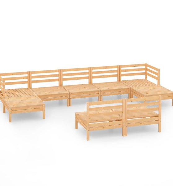 9-tlg. Garten-Lounge-Set Massivholz Kiefer