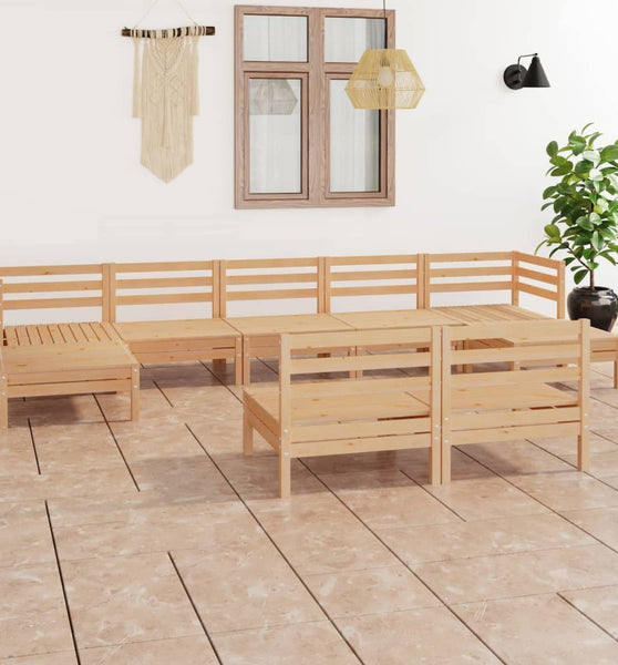 9-tlg. Garten-Lounge-Set Massivholz Kiefer