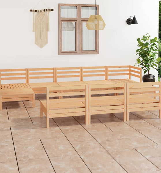 10-tlg. Garten-Lounge-Set Massivholz Kiefer