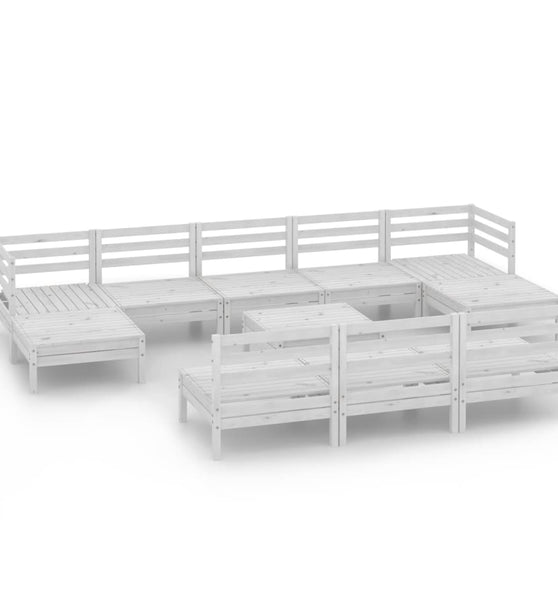 11-tlg. Garten-Lounge-Set Weiß Massivholz Kiefer