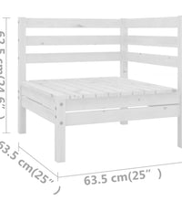 11-tlg. Garten-Lounge-Set Weiß Massivholz Kiefer
