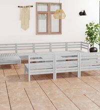 11-tlg. Garten-Lounge-Set Weiß Massivholz Kiefer