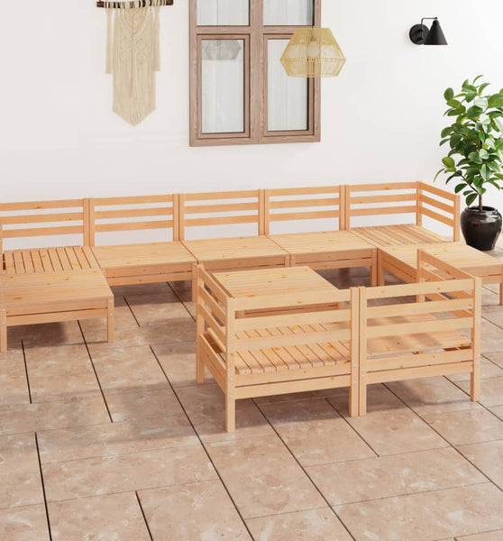 10-tlg. Garten-Lounge-Set Massivholz Kiefer